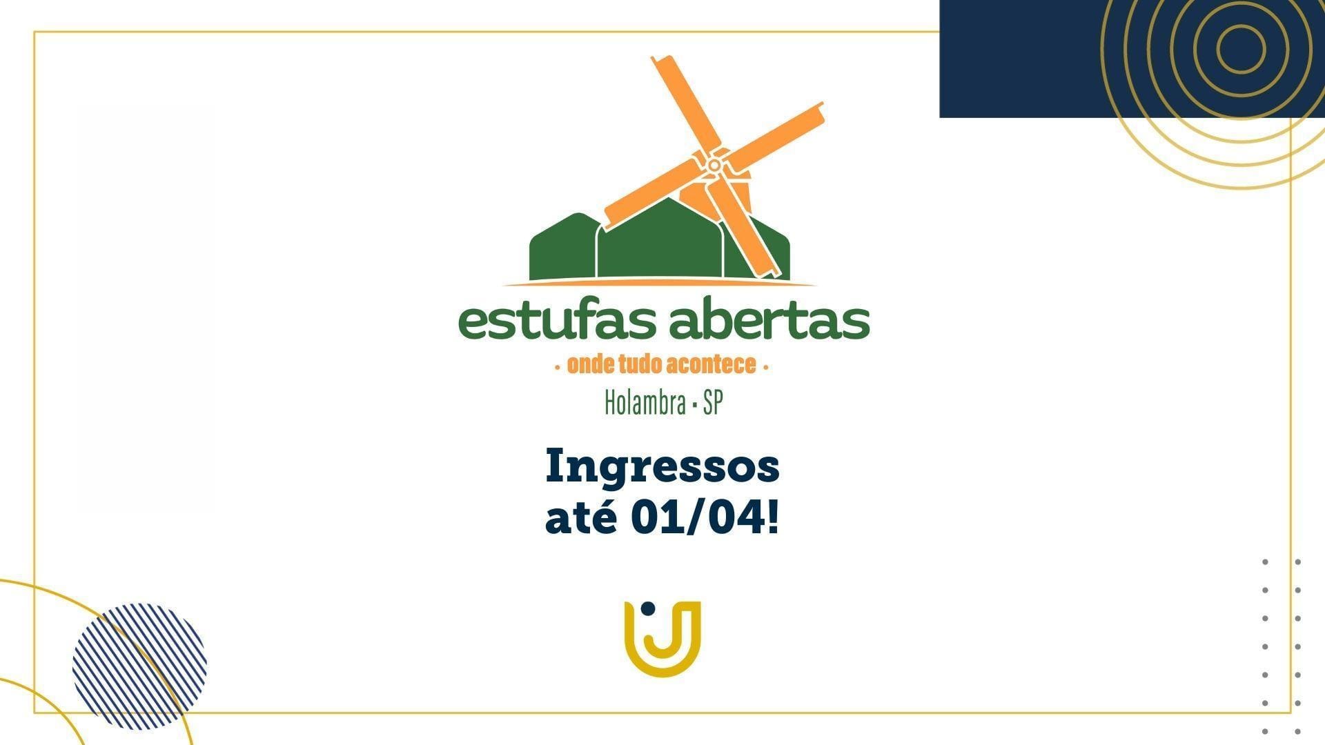 A imagem mostra o logo do evento Estufas Abertas